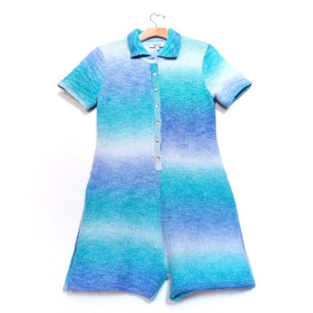 NWT Frankies Bikinis Rose Knit Lounge Romper Horizon Tie Dye Beach Boho Large